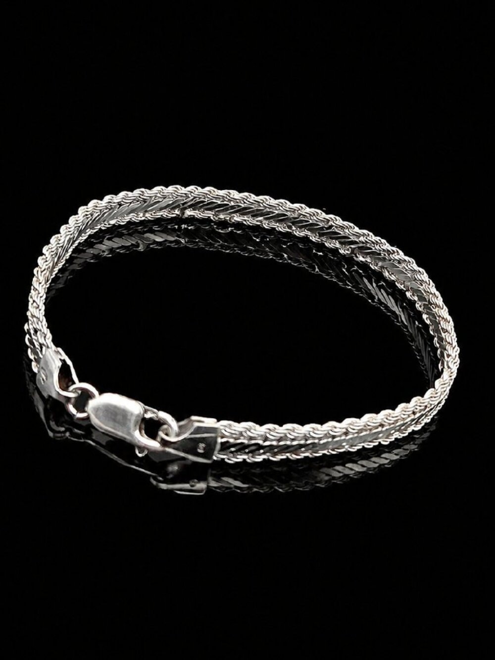 Vintage Italian Sterling Silver Multi Strand Braided Rope Bracelet 7 Inch 925